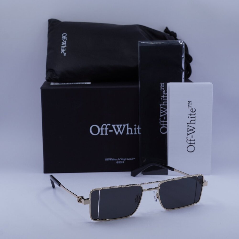 Off-White OERI14A CORTEZ 7607 Rectangle Sunglasses – Gold/Grey